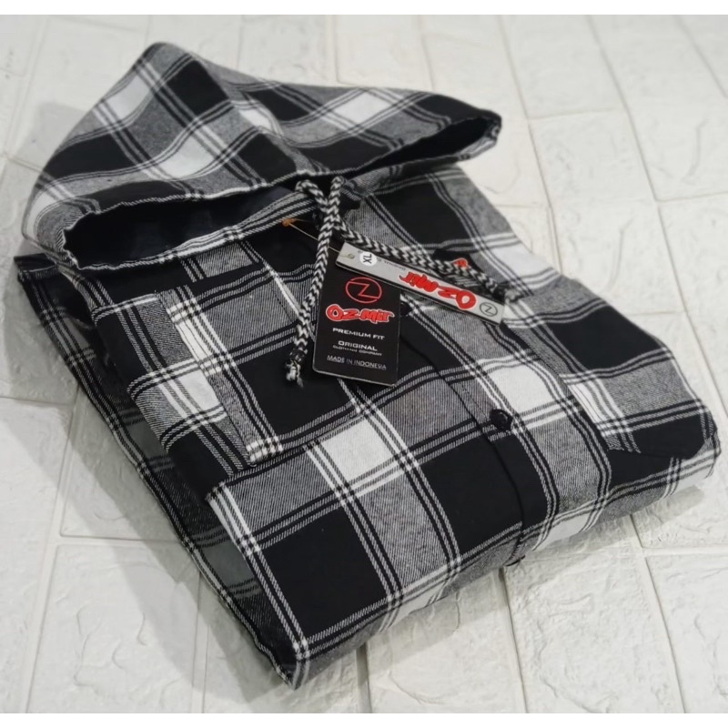 Kemeja Flanel hoodie Kupluk Berkupluk Kemeja Kotak-Kotak Cowok Elegan UNISEX SERIES Pria Wanita