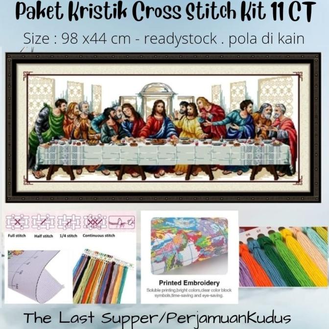 [BISA COD] Paket Kristik DIY Cross Stitch - Last Supper Kristik Perjamuan Kudus
