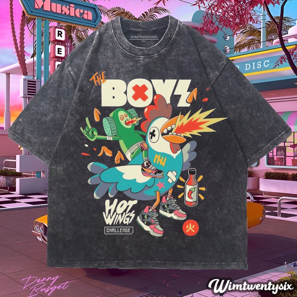 Wimtwentysix “The boys hot wings” Oversize T-shirt | kaos washed | vintage tee