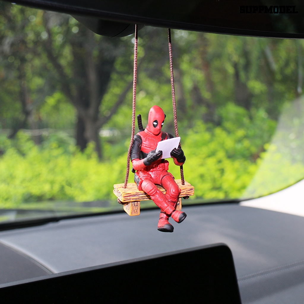 [Auto] Ornamen Boneka Deadpool Desain Ayunan Indah Chic Kartun Hias PVC Deadpool Hiasan Gantung Mobil Untuk Mobil