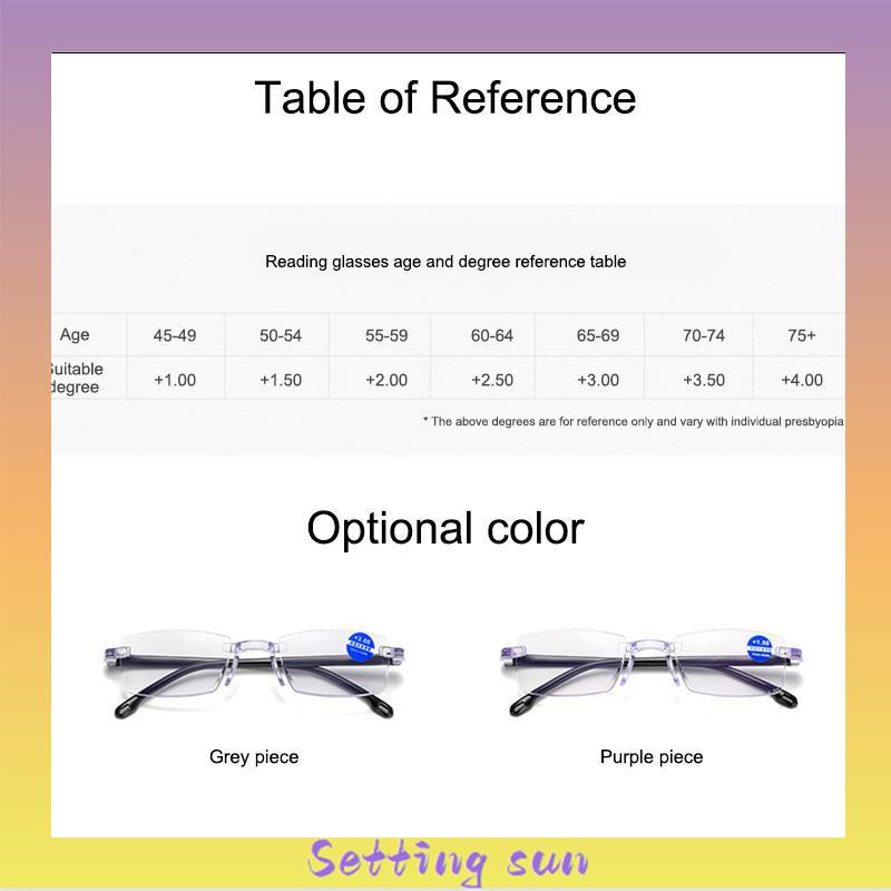 Kacamata tepi potong presbiopia tanpa bingkai Wanita Pria Kacamata Jarak Jauh Jarak Dekat TN