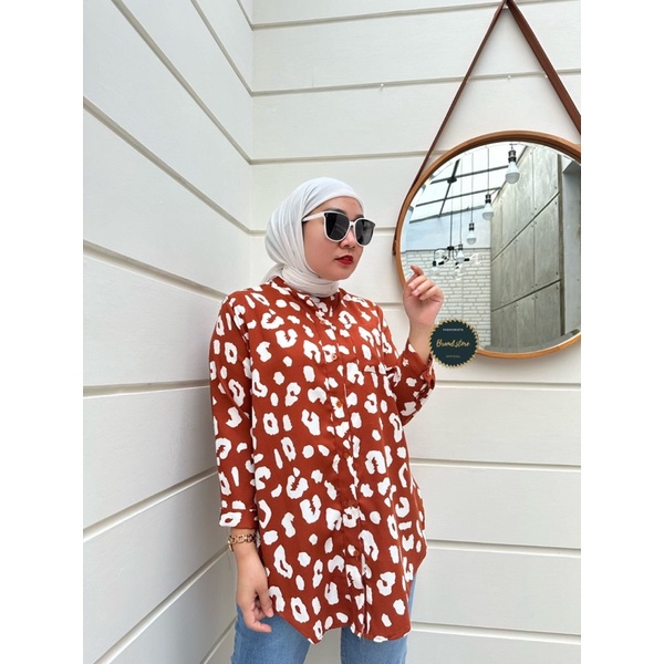 Kemeja Tunik Motif Wanita Bahan Shakila Premium