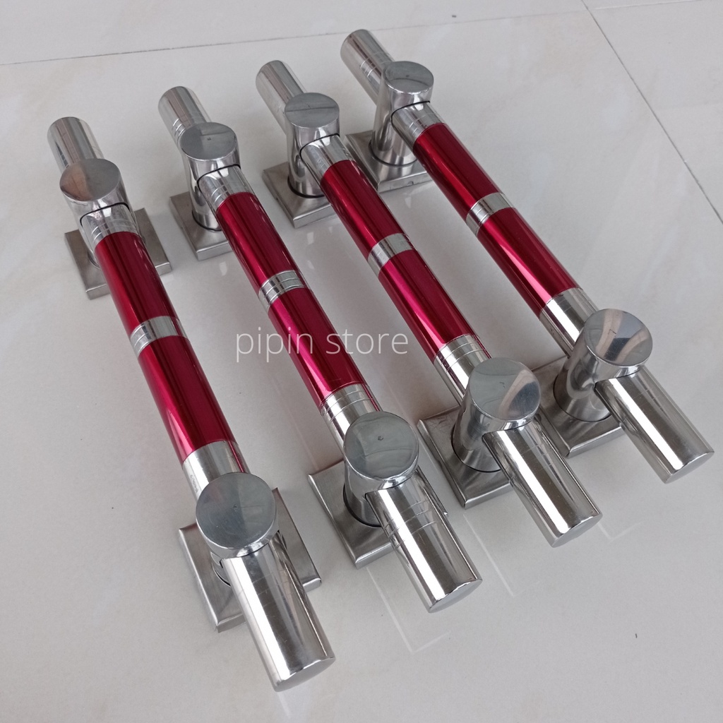 4 Handle Gagang Pintu Rumah 1 Set Kunci Panjang 45cm 33cm Murah Minimalis Tarikan Pintu Rumah Kayu Stainless Steel Hendel Handel Pintu Rumah Mewah
