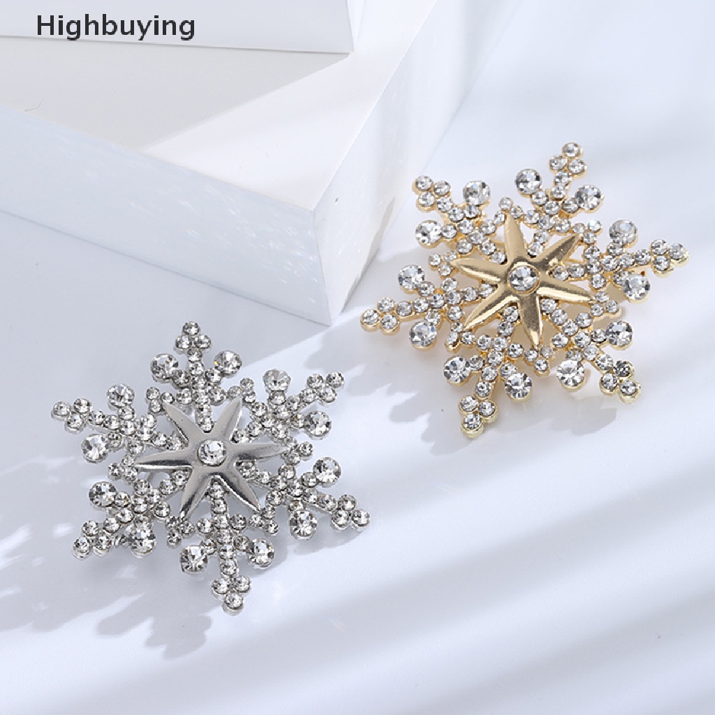 Hbid Fashion Pin Menawan Kristal Berlian Imitasi Bros Natal Snowflake Bros Natal Bros Hadiah Glory