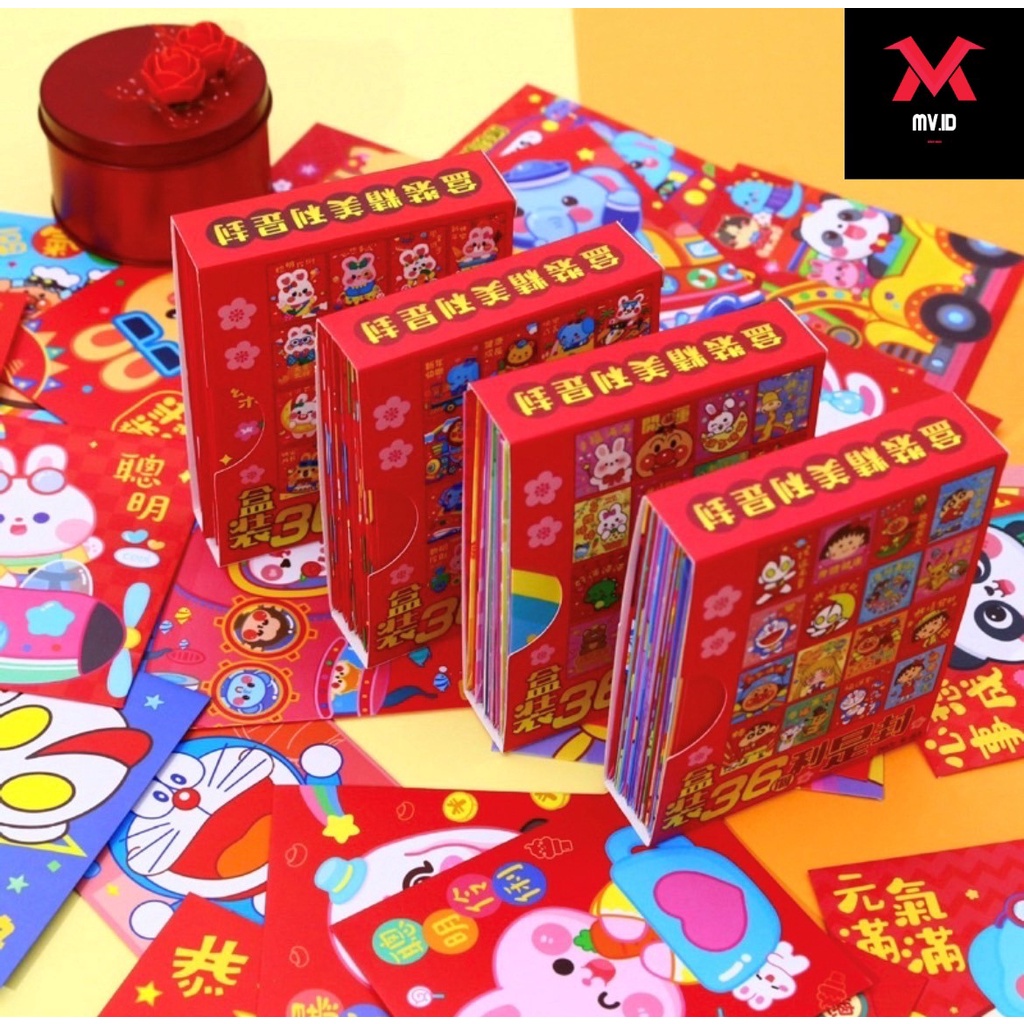 

MV.idOfficial ANGPAO IMLEK PENDEK / Sedang Kartun Mix Warna cantik Bahan Kertas Artpaper Isi 36 Pcs LIMITED EDITION BANYAK MOTIF CNY