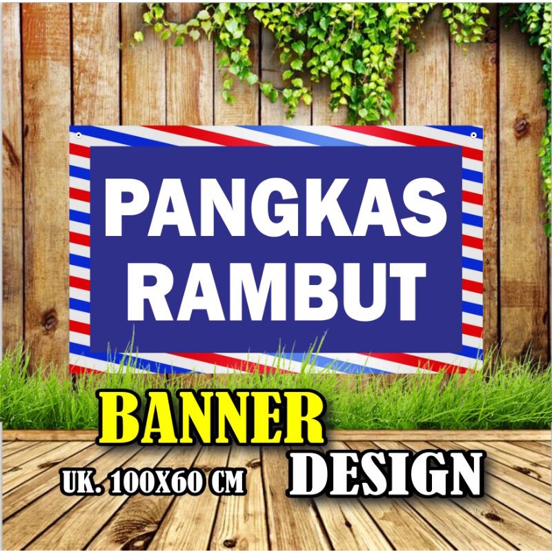 Spanduk Banner Pangkas Rambut Plang keren Simple