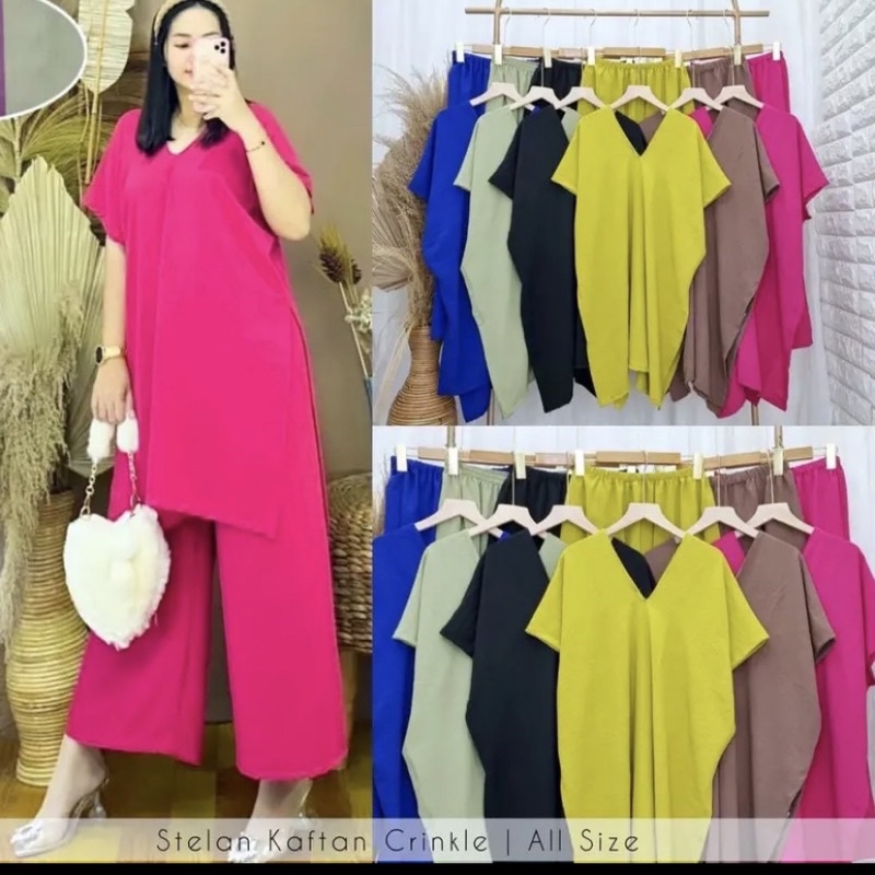 Clothes Project - Kaftan // Setelan Celana Kaftan Wanita Crinkle Premium Jumbo