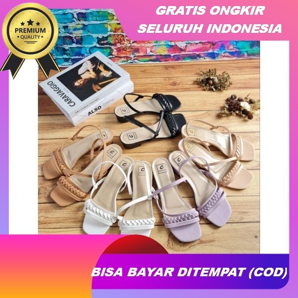 Sabiya Sandal Teplek Hak 3Cm Marissa-01 High Heels Sandal Teplek Wanita Sandal Heels Kondangan Wanit