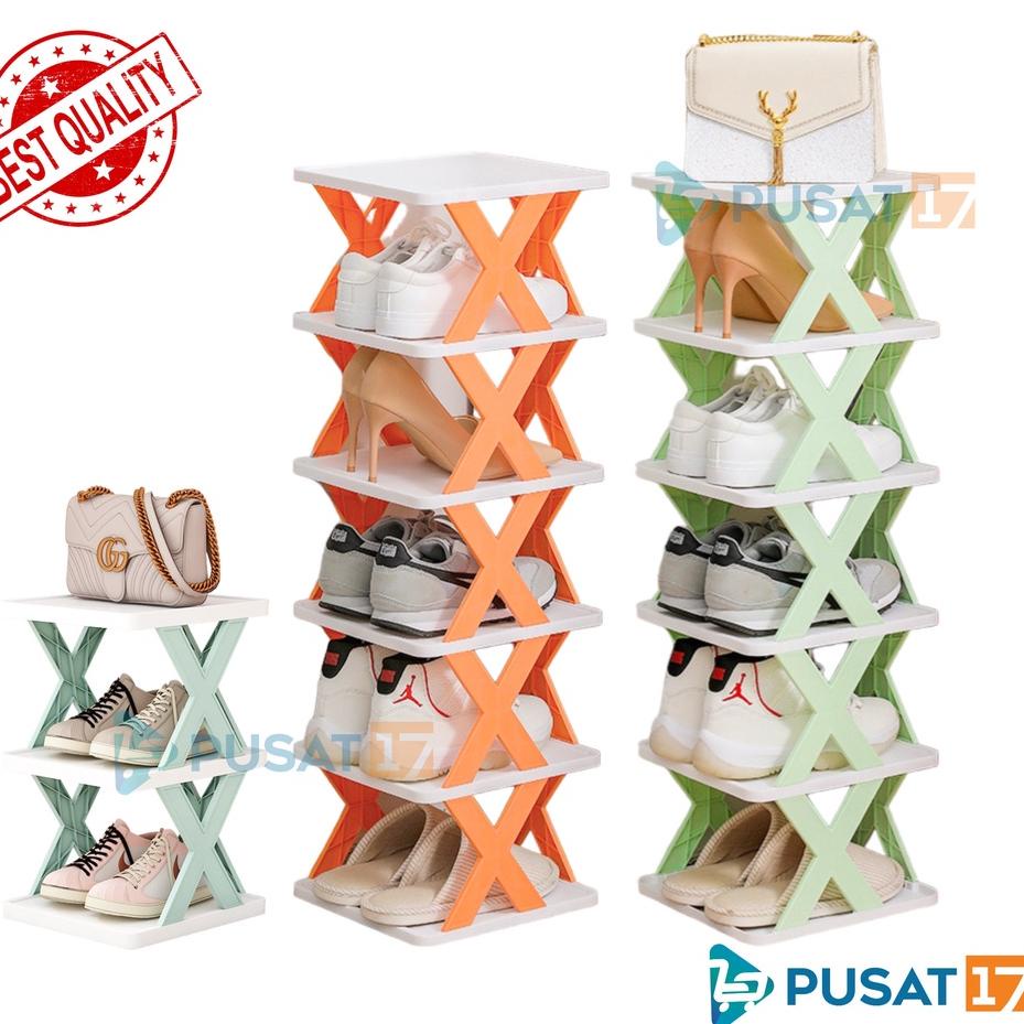 PUSAT17 RAK SEPATU TINGKAT SERBAGUNA / TEMPAT SEPATU SANDAL SUSUN RAKIT / RAK TEMPAT SANDAL SEPATU /