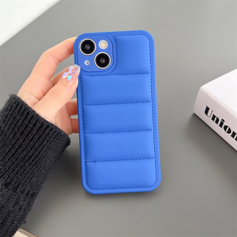 IPHONE Lubang Halus Full Tas Down Jaket Shock Proof Casing Untuk Iphone11 12 13 14 Pro Max Multi Warna Isi Lembut Katun Kamera Pelindung Case