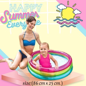 Intex 57104 Kolam bayi model pelangi Esd C3K6 Pelampung Anak Ada Pegangan Pelampung Bayi Balita Bent