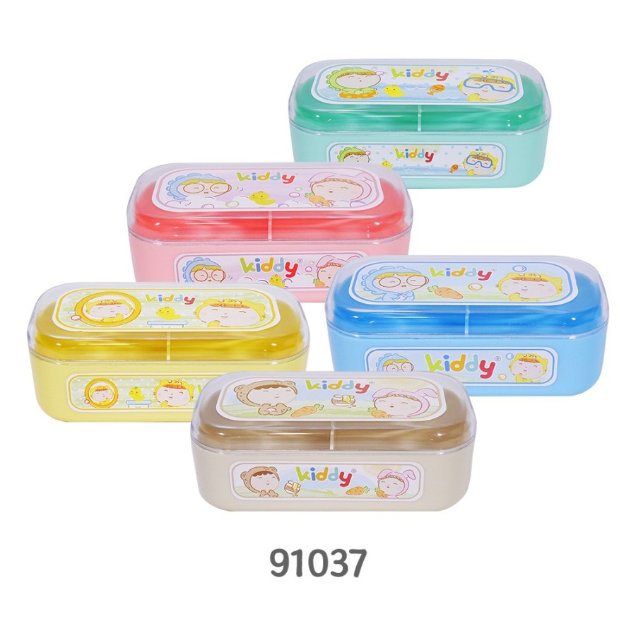 Tempat Bedak Bayi Double KIDDY / Wadah Bedak Bayi ( 2 SEKAT+2 PUFF)