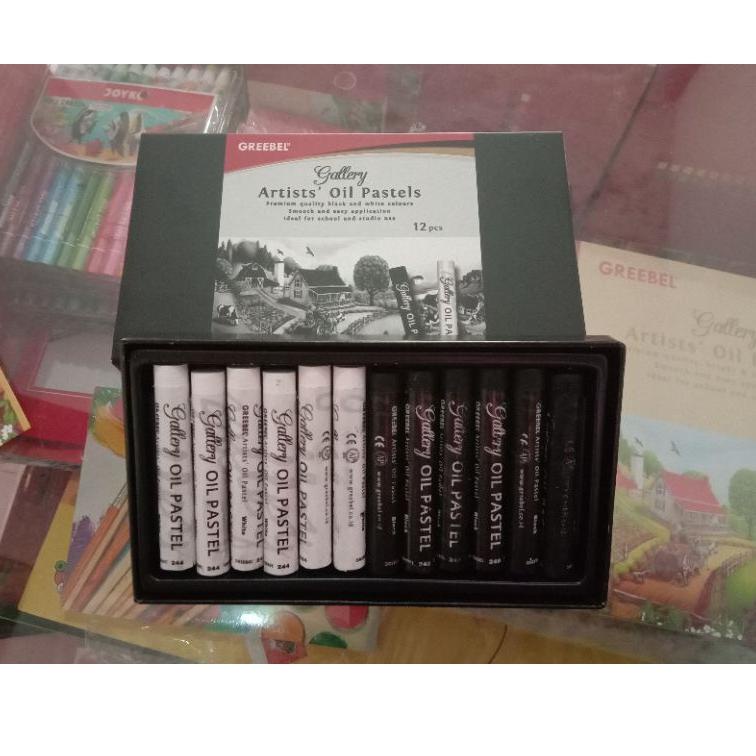 

(N-D9D)[♥] Ecer crayon soft oil pastel greebel artists black and white hitam putih bisa cod