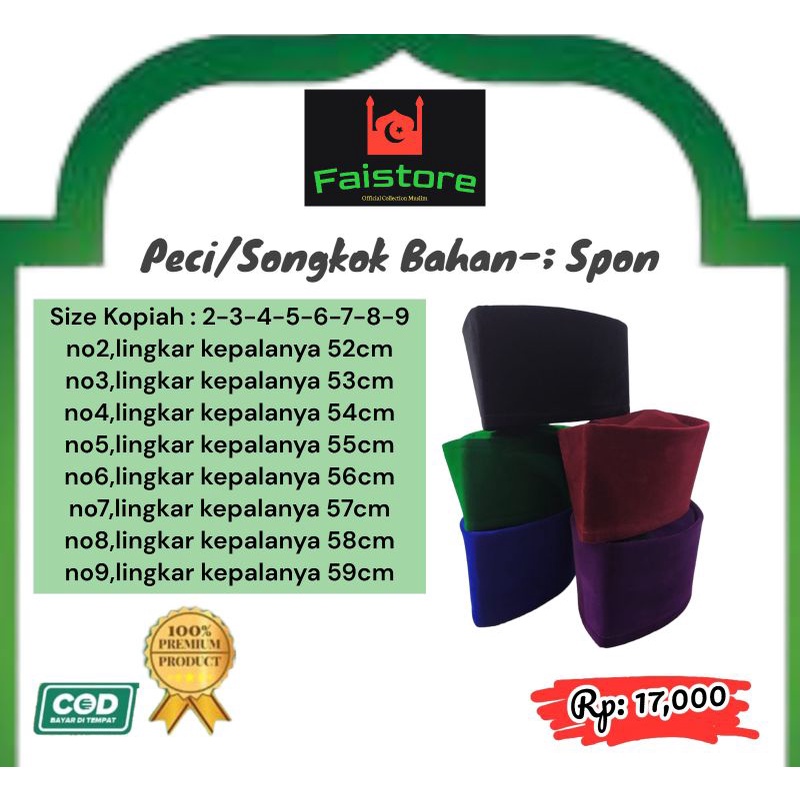 peci songkok betawi bahan spon macam warna