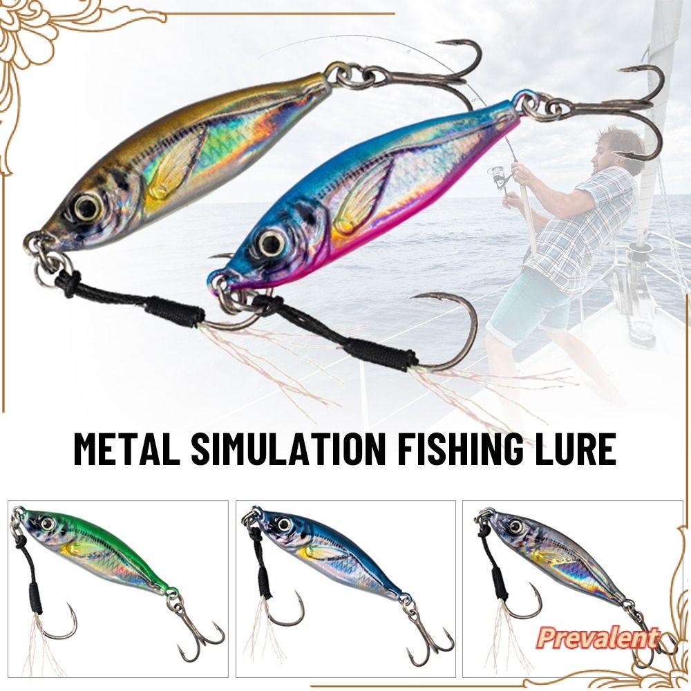 Preva Simulasi Logam Memancing Umpan Pancing Laut Kait Bass Ganda 20g/30g Memimpin Casting