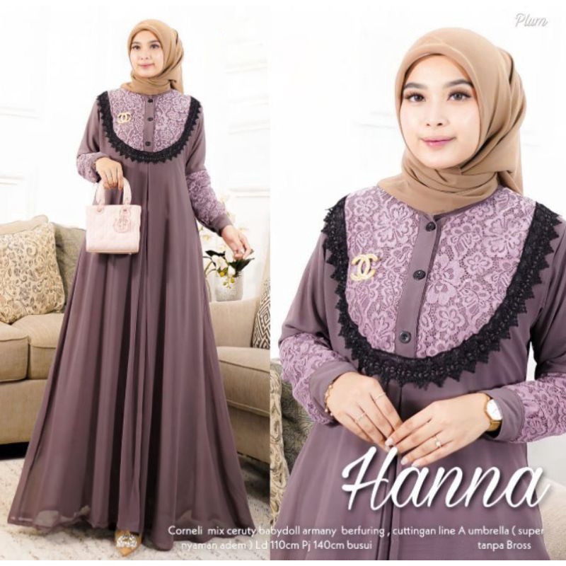 DRESS MUSLIM, Fashion Muslim, baju wanita, dress, gamis, Baju gamis, fashion wanita, Hanna Dress