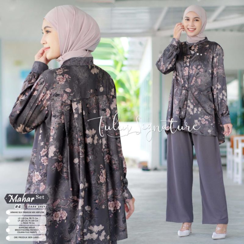 MAHAR SET #4 BY TULUS SIGNATURE / ONESET MOTIF MUSLIMAH / Setelan celana LD110