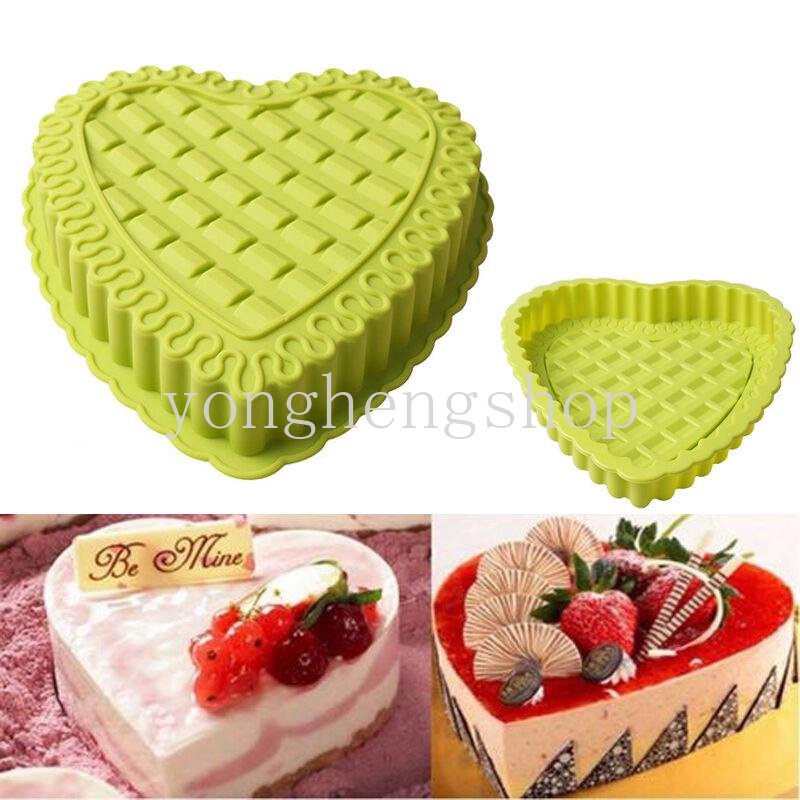 Cetakan Kue Bentuk Hati Bentuk Hati Anti Lengket Silikon Roti Jelly Cetakan Dapur DIY Baking Pan Handmade Mousse Chocolate Pastry Mould Warna Acak