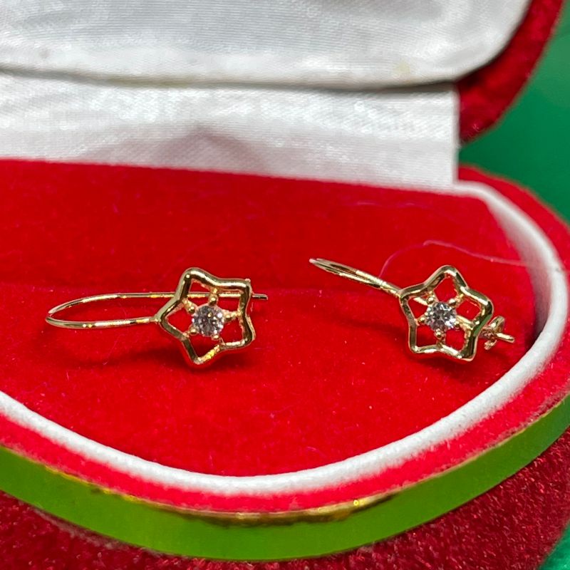 Anting Subang Kerabu jepit emas asli 700/16k