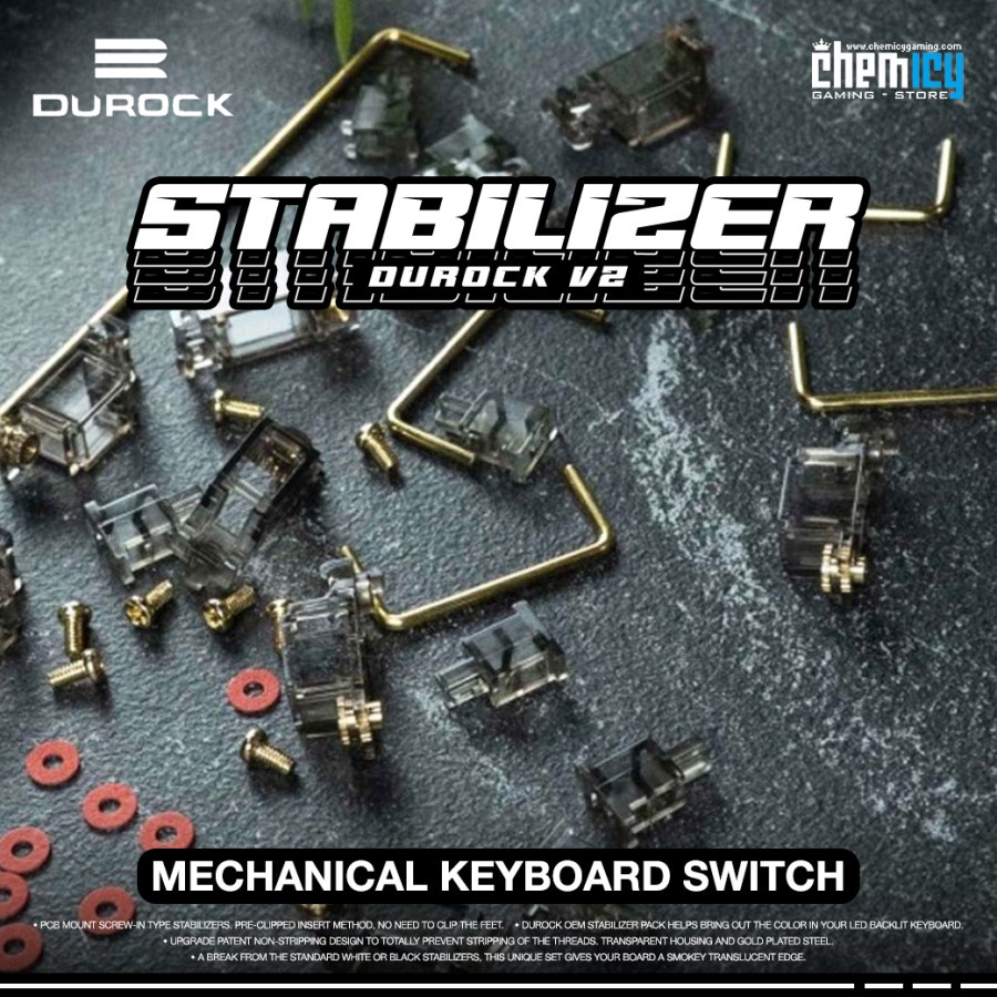 Durock V2 Smokey PCB Screw in Stabilizer Set For Mechanical Keyboard