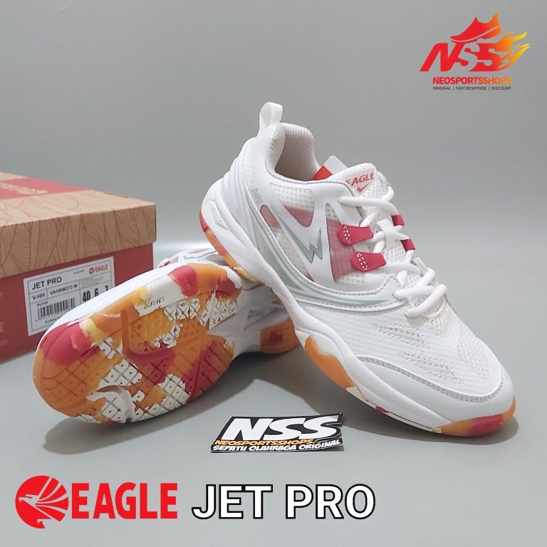 Sepatu Badminton Bulutangkis Eagle Jet Pro Putih Original