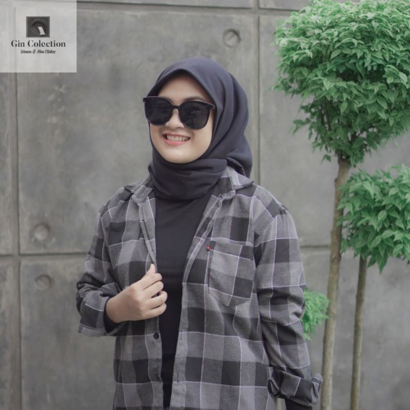 Kemeja Flanel Wanita Lengan Panjang Flannel Wanita Kotak Kotak Atasan Baju Kemeja Wanita Best Seller