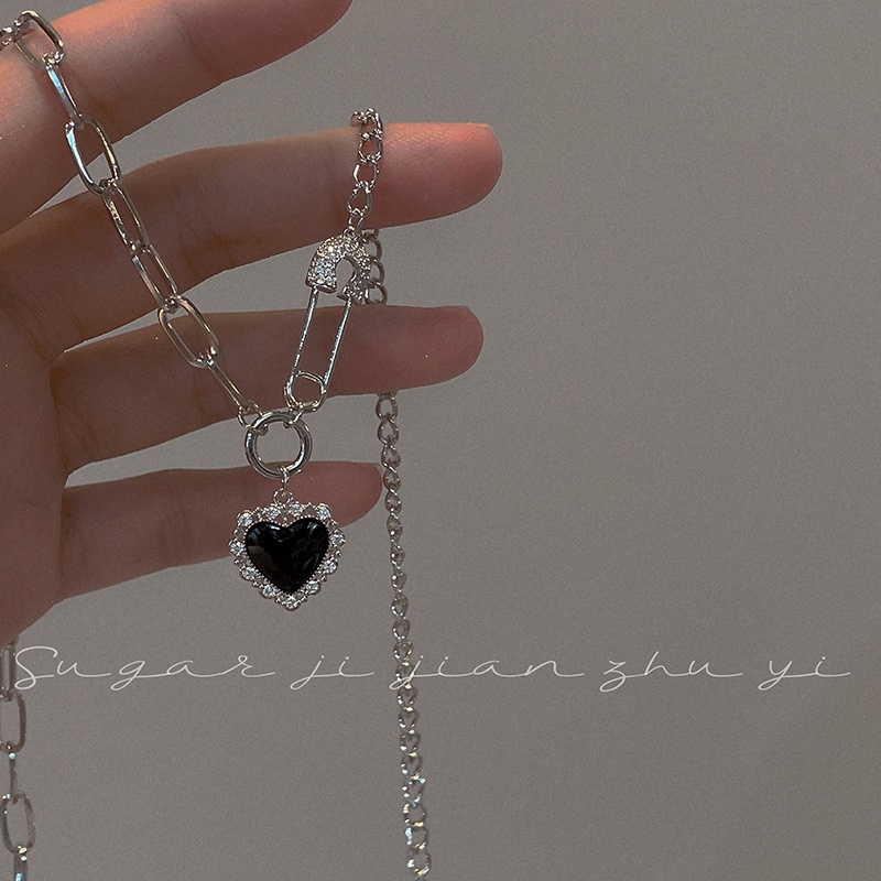 Fashion Cinta Ganda Batu Permata Kalung Untuk Wanita Vintage Perak Choker Rantai Liontin Perhiasan Aksesoris-20