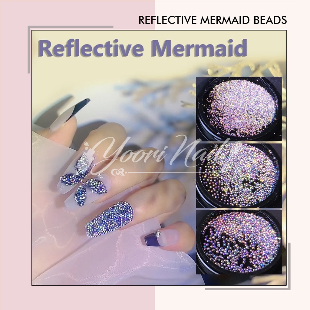 Reflective mermaid beads manik nail art reflective natural light effect reflective mermaid