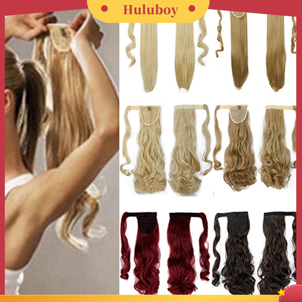 Wig Rambut Ekstensi Model Panjang Lurus Gelombang Dengan Klip Untuk Wanita