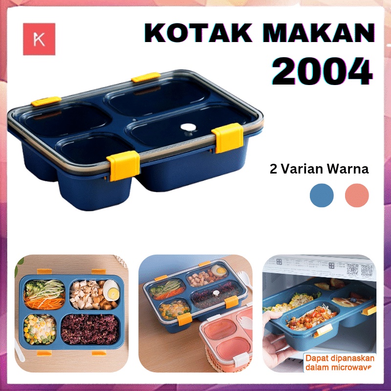 ANG KOTAK BEKAL TEMPAT MAKAN MODEL 2004 / LUNCH BOX BENTO FREE SENDOK