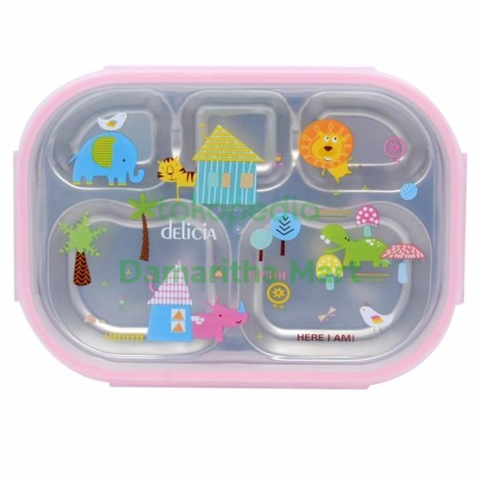Lunch Box/Tempat Makan/Kotak Makanan Anak 5 sekat 700ml By Delicia