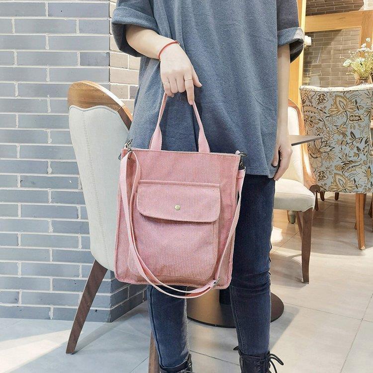 ELVIE  Shoulder Bag Tote bag Corduroy 2in1 Tas Kekinian Bahu Dumpling Vintage Puffy Jinjing Sekolah kuliah Konser Ootd Button Lucu Wanita Kekinian Stylish Casual Aesthetic fashion Dus brown Kuliah Korean Chikoisme