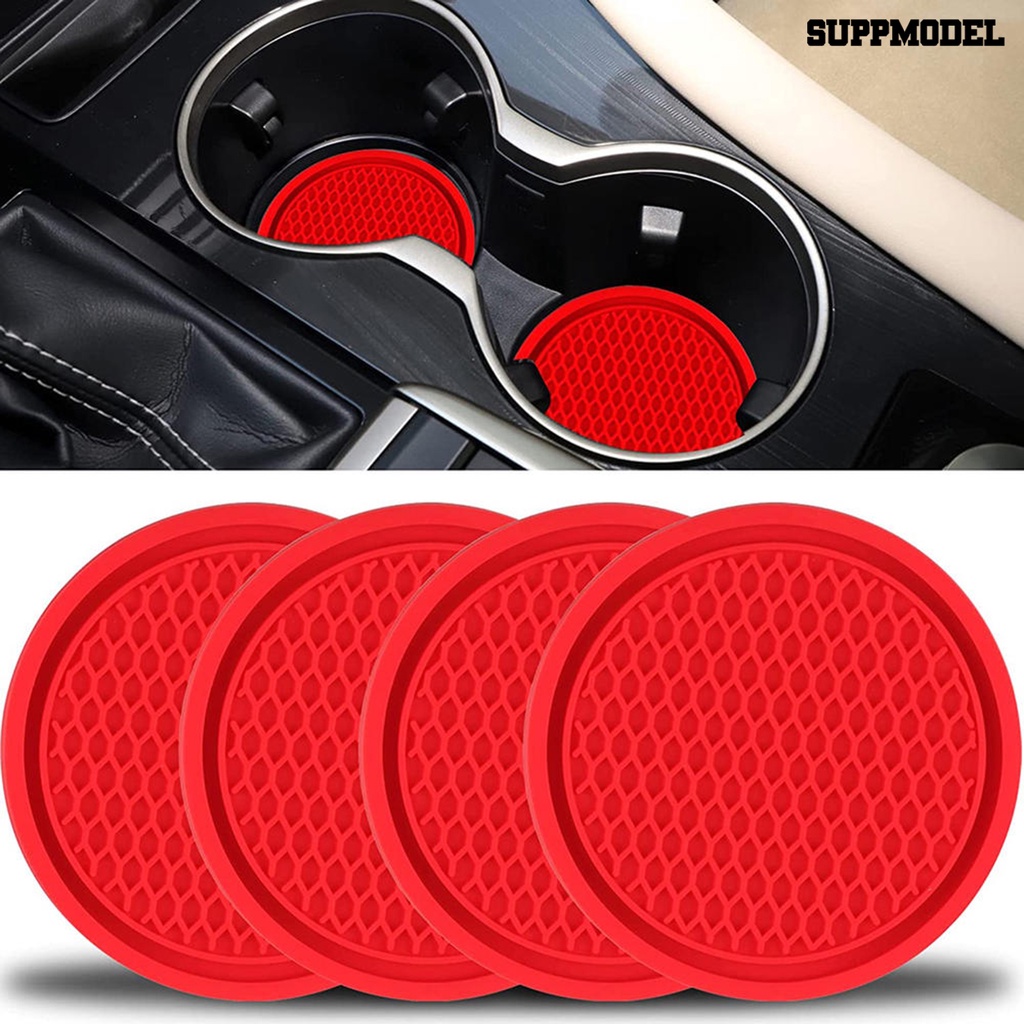 [Auto] 4pcs Cup Holder Mat Non-Slip Pengerjaan Halus Tahan Air Universal Car Cup Holder Coaster Untuk Mobil