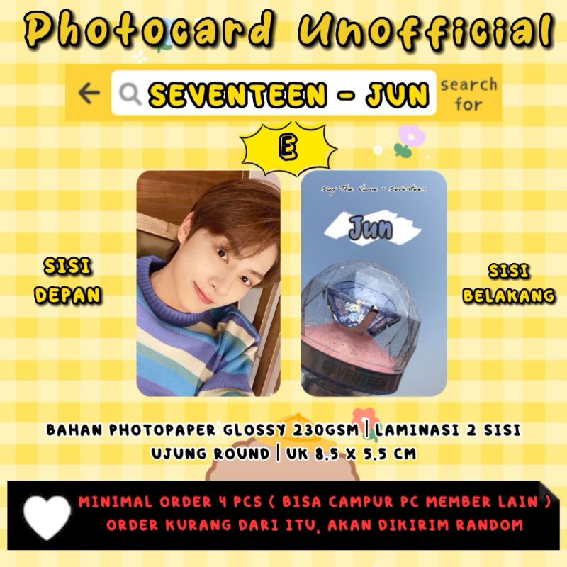 Photocard Seventeen - JUN / Photocard Unofficial / Photocard JUN SEVENTEEN