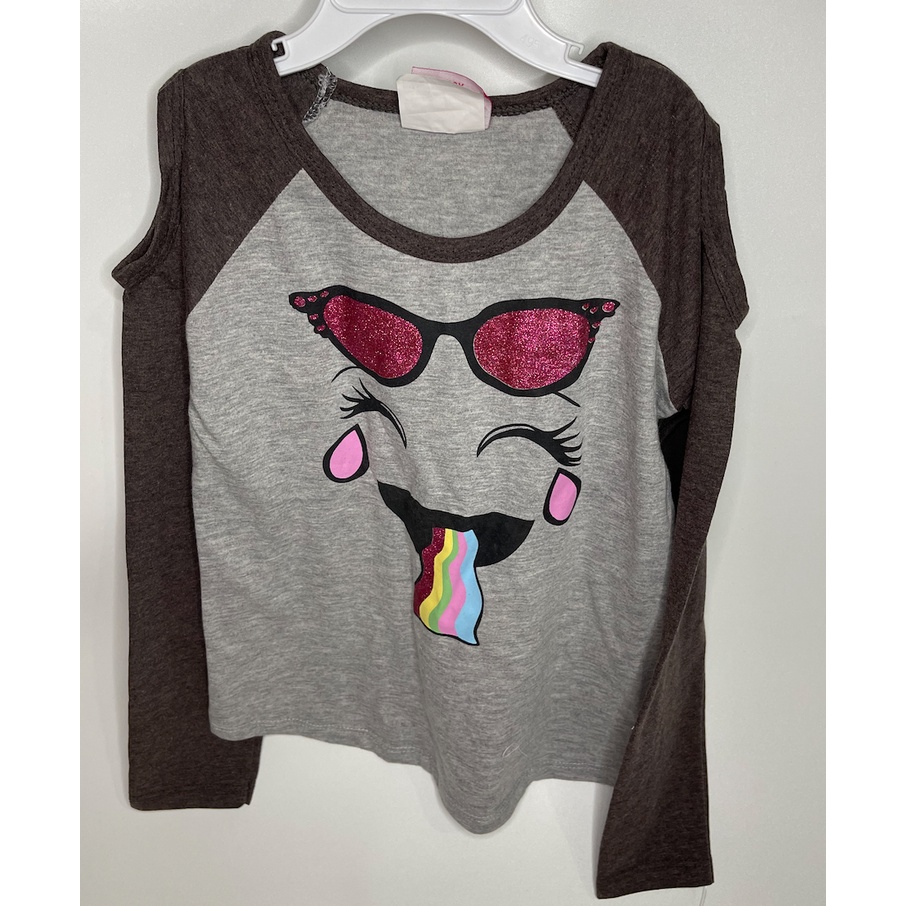 A5008-A5009 GRAZIELLA GIRL'S WEAR grey &amp; purple glasses rainbow shirt with a long hand / baju anak kecil bayi remaja girl bodysuit jumper pakaian perempuan laki laki cowo cewe cewek cowok kemeja overall lucu unik imut gemas gemes murah sisa ekspor export