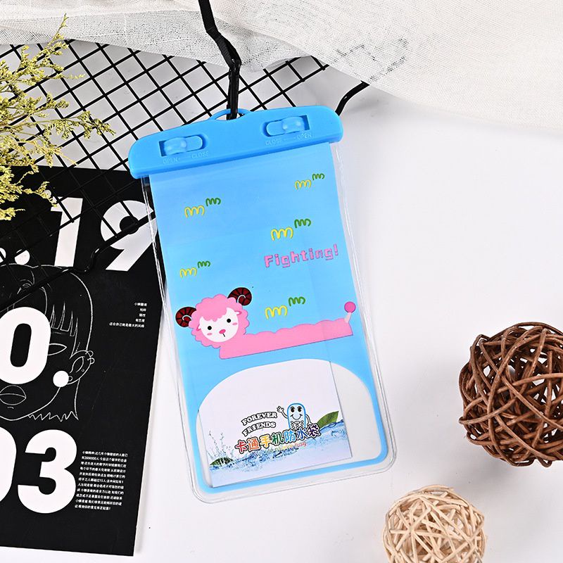 Sarung HP Anti Air Motif Kartun Smartphone Pouch Bonus Tali