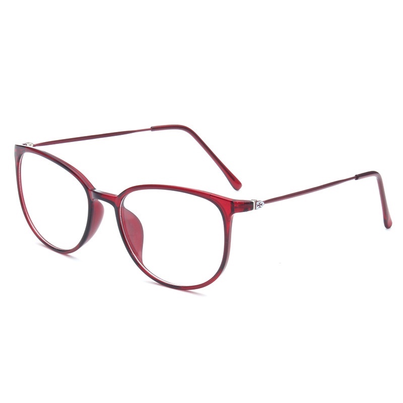 (YUZHU) Vintage Fashion Bingkai Persegi Panjang Anti Cahaya Biru Kacamata Lady TR90 Red Frame Eyeglasses Wanita