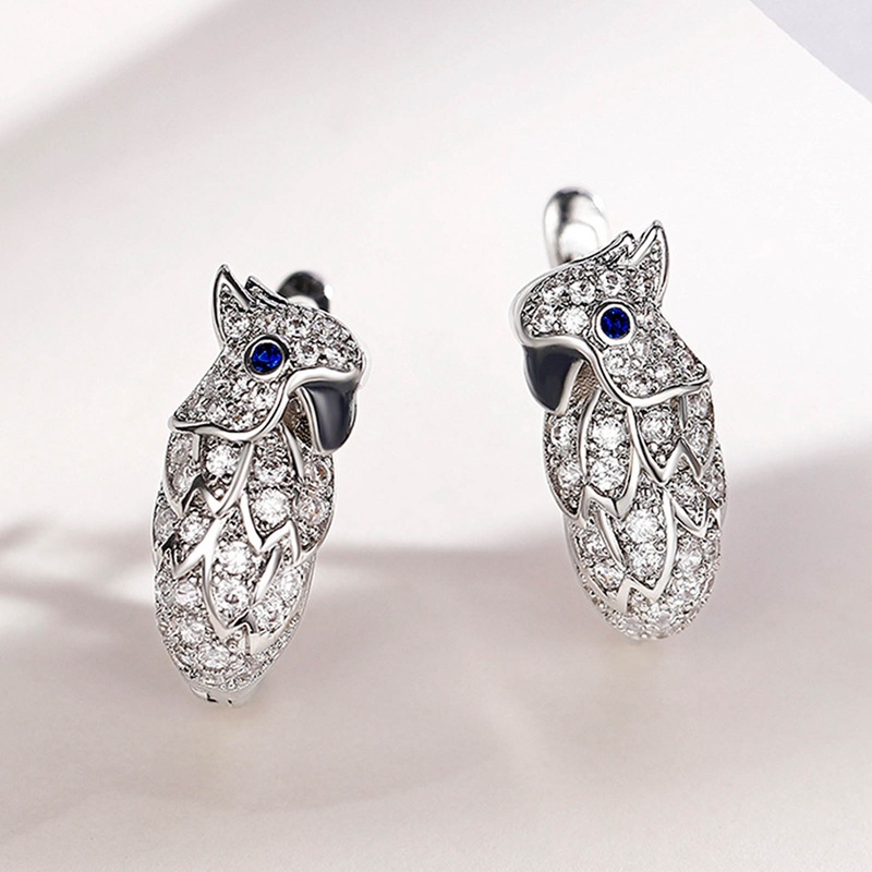 Fancyqube Chic Owl Hoop Earrings Dengan CZ Mempesona Dirancang Baru Anting Hewan Untuk Wanita Pesta Dansa Hadiah Ulang Tahun Perhiasan Trendi