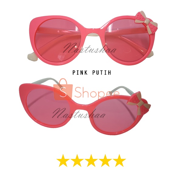 Kacamata Hitam Anak Model Cat Eye Variasi Pita Sunglasses Kids Anti UV Cute Baby Korean Style Tanpa Box