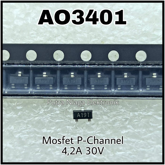 AO3401 SMD Power Mosfet P Channel SOT23 / AO 3401 P-Ch 4,2A 30V putr4n14 Segera Beli x