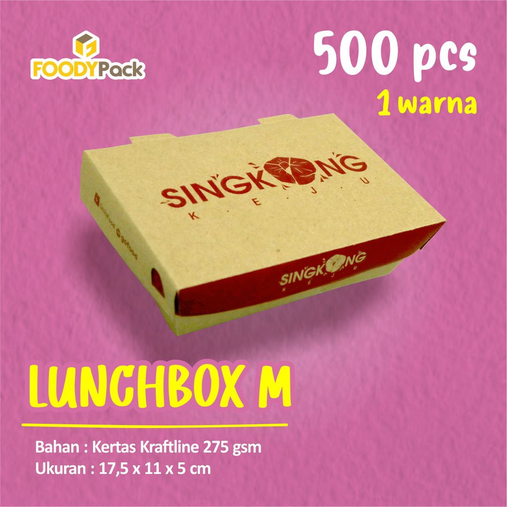 [Custom 1 warna] Lunch Box Kraftline M | Dus Nasi | Rice box | Dus nasi | Kemasan | Kotak nasi