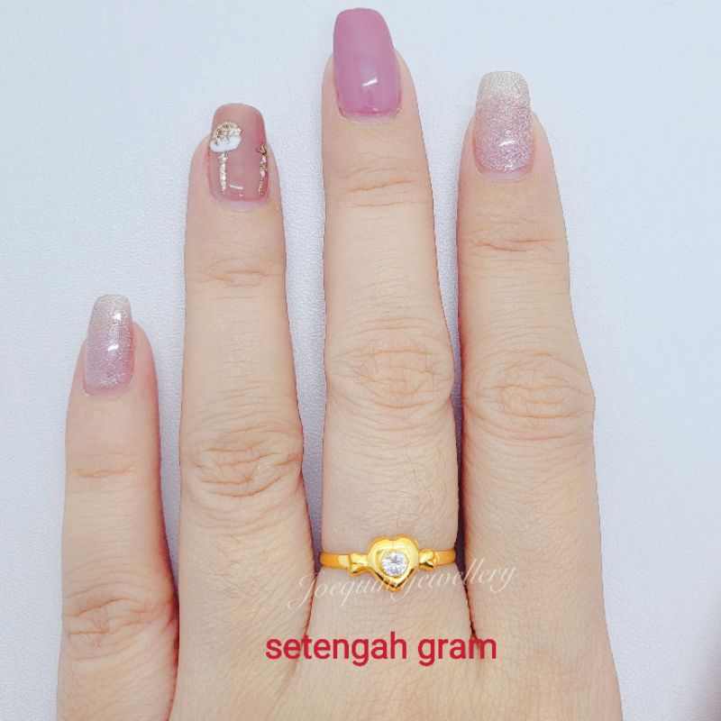 cincin setengah gram emas muda love berbagai mata