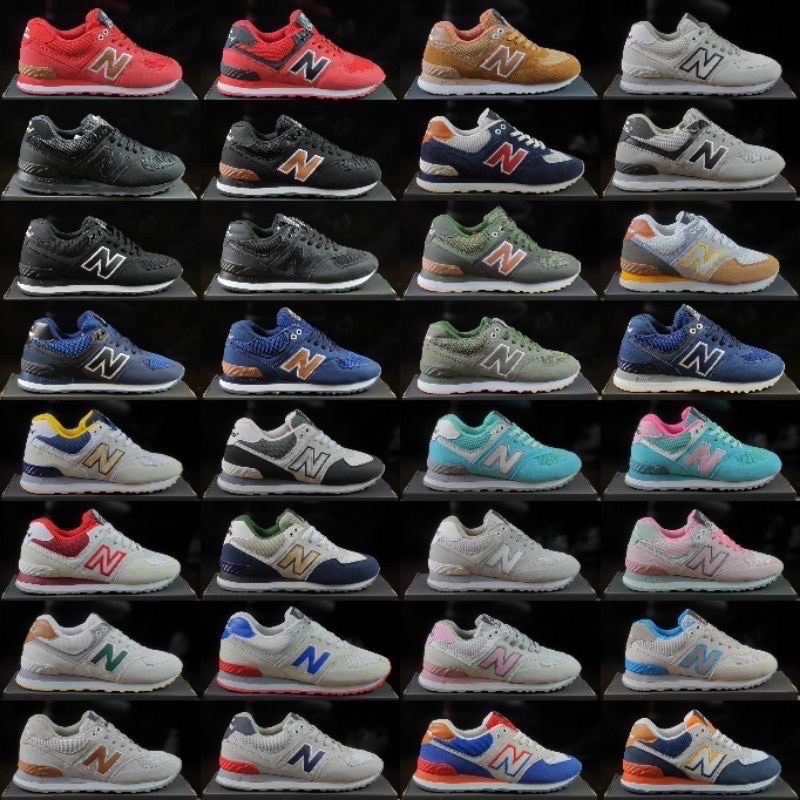 Sepatu Sneakers Running Pria new balance 574 Brown Grey Orange Black Blue White Navy Grey Full white