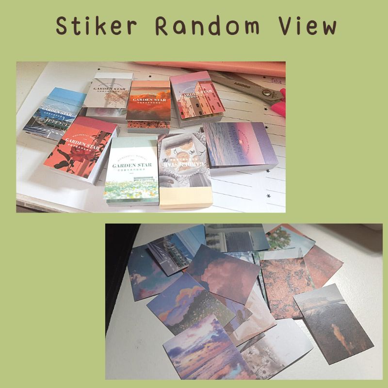 

(Share) Isi 24 pcs Kertas sticker Journal Aesthetic pemandangan indah Random Warna Vute Kawai Scrapbook Diy