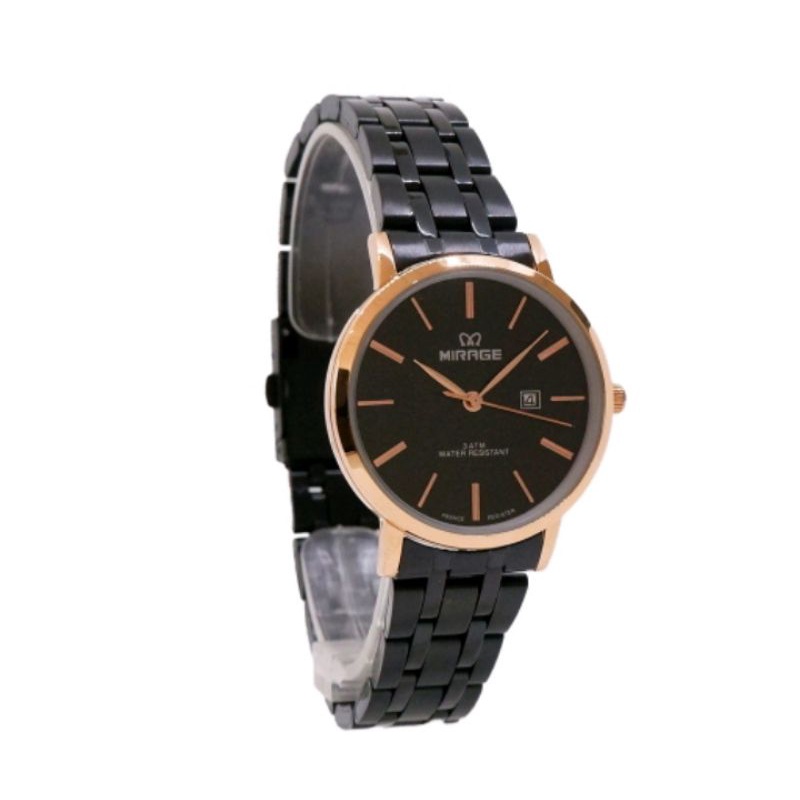 jam tangan wanita;MIRAGE M8743BRP hitam rosegold~ORIGINAL~WATER RESISTANT~TGL~STAINLESS ANTI KARAT