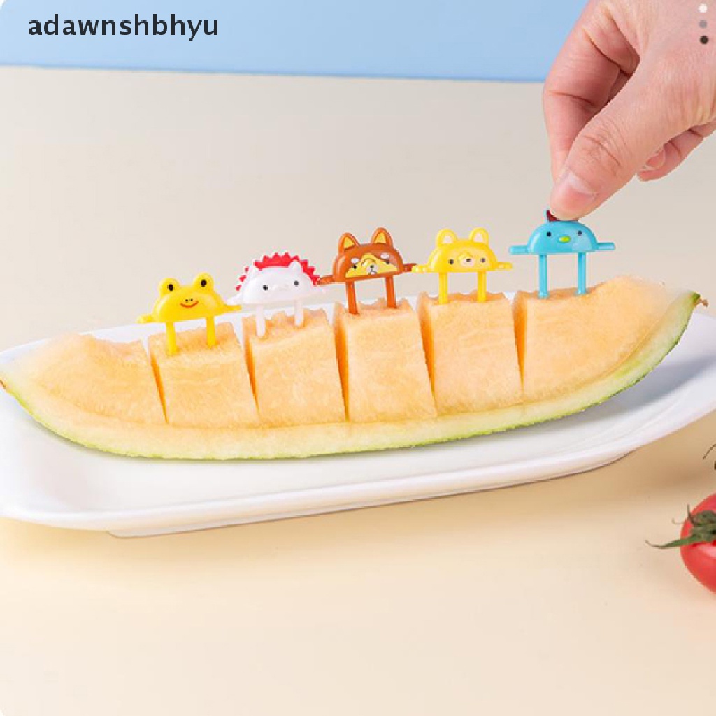 Adawnshbhyu 6 Pcs Kartun Hewan Buah Garpu Lucu Makanan Penutup Garpu Chick Fox Frog Bento Fork ID