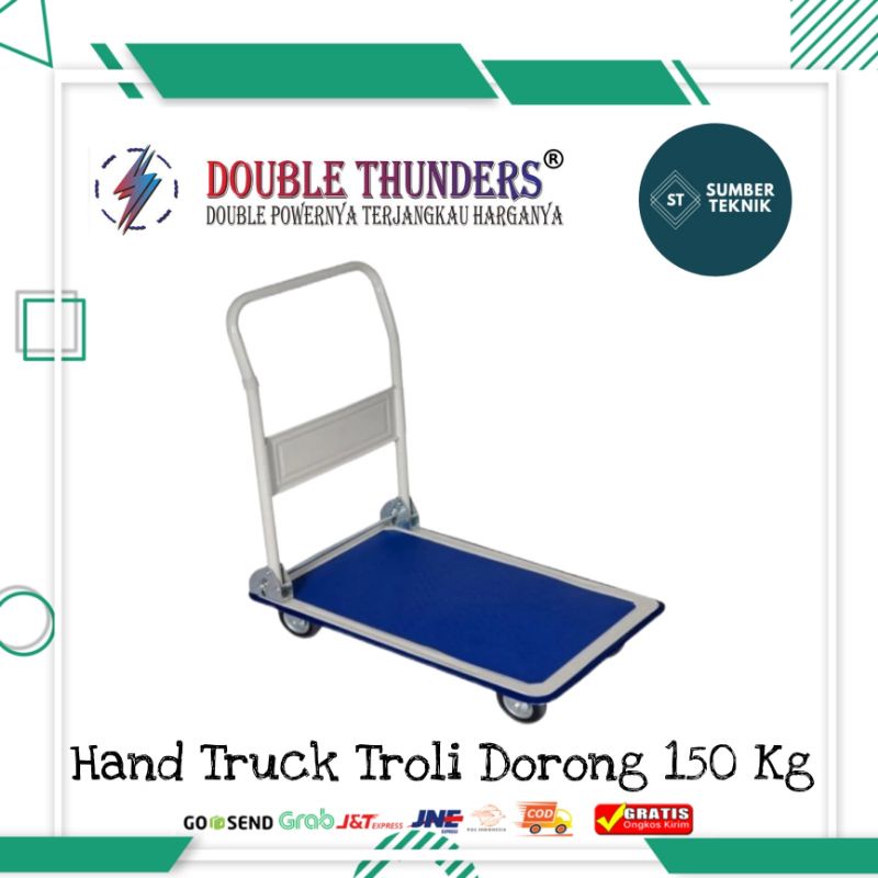 Jual Hand Truck Troli Trolley Dorongan Gerobak Besi Kg Double Thunders Shopee Indonesia