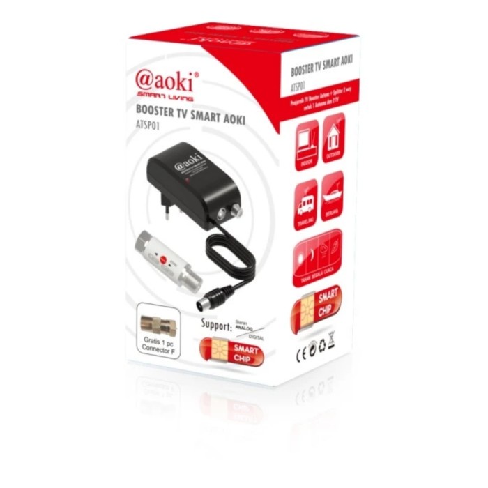 BOOSTER ANTENA TV / SPLITTER 2 TV / PENGUAT SINYAL TV AOKI ATSP01