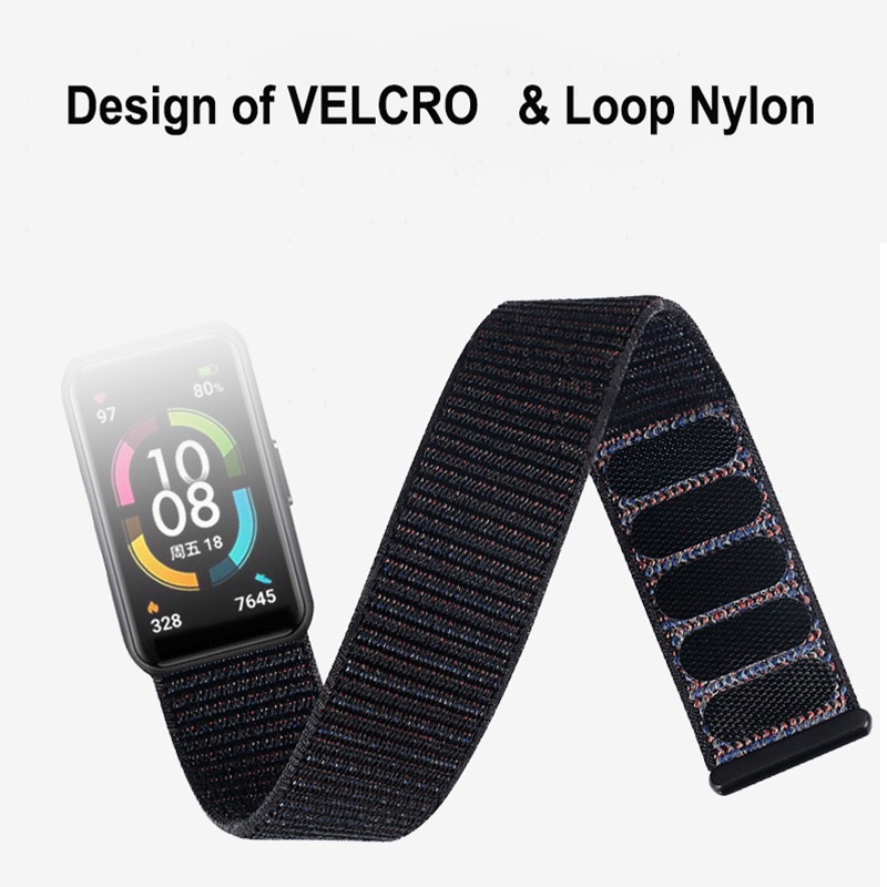 Nylon Loop Velcro Strap Huawei Band 7 Sports Breathable Replacement Band Lightweigh Wristband