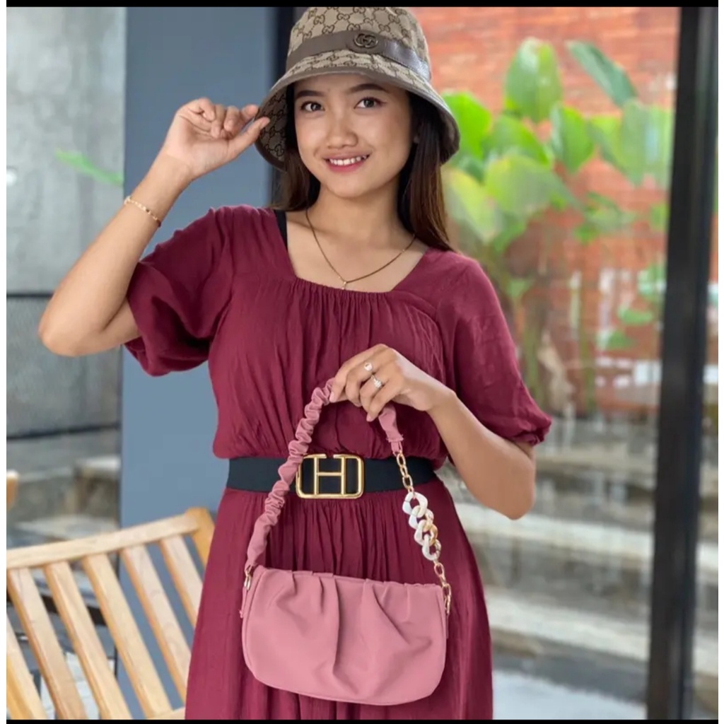 Ailen Tas Slempang Bahu Wanita Shoulder Slingbag Smiley-Pink Salem